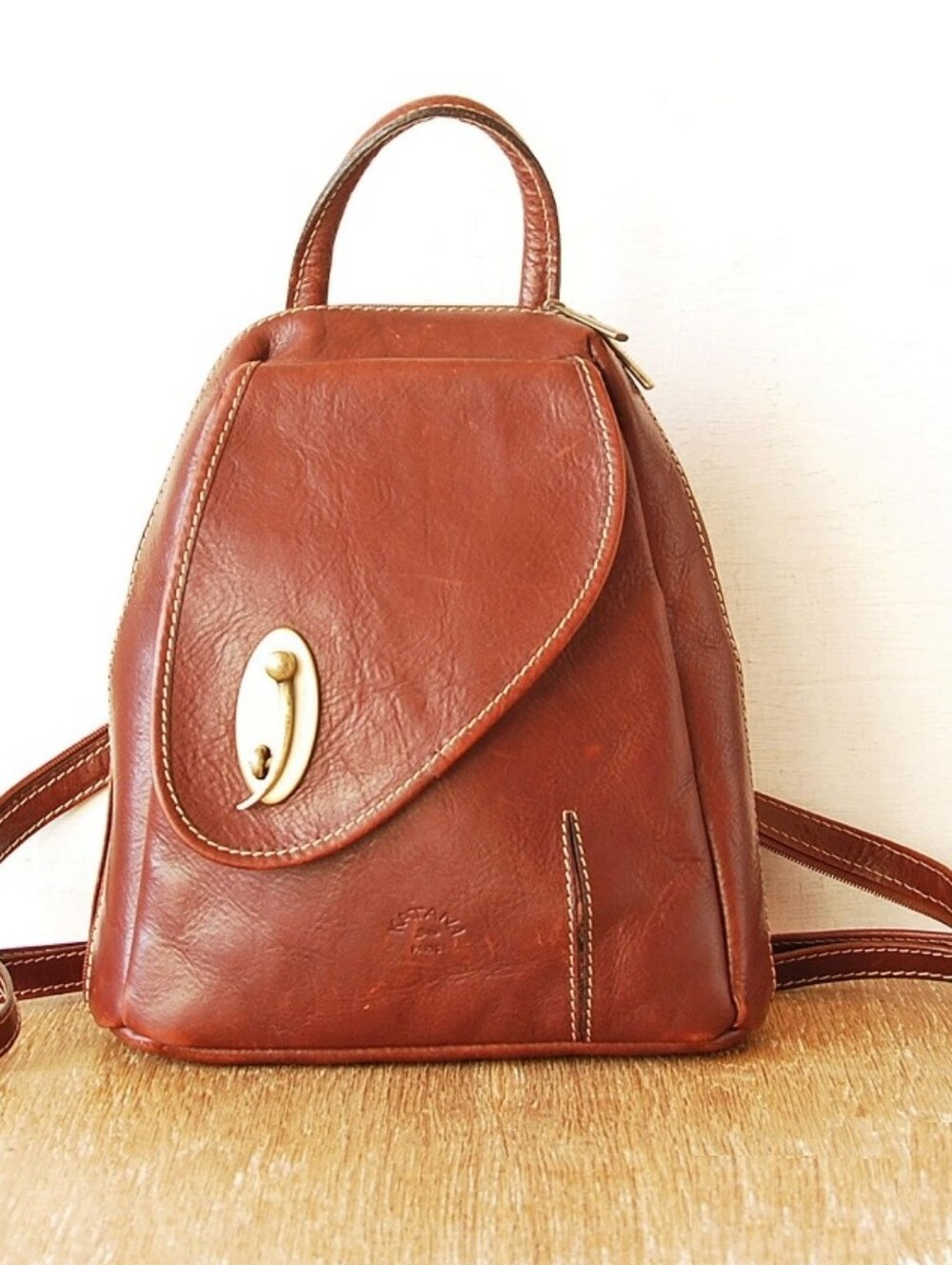Katana Paris Classic Brown Leather Women's Backpack Purse
